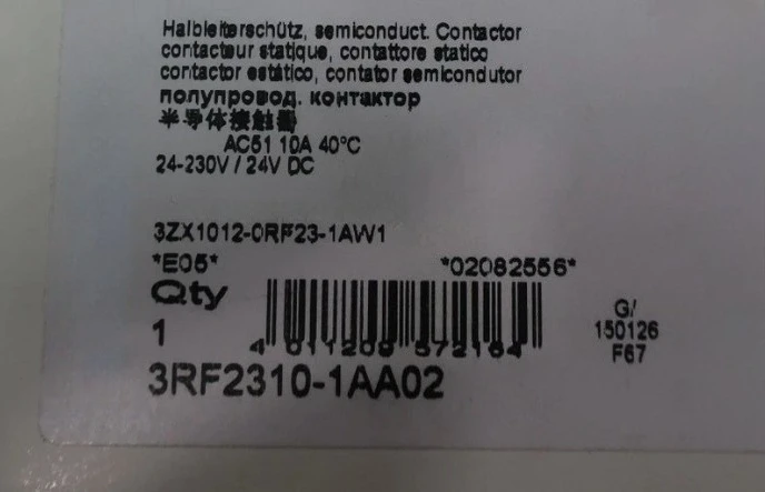 Brand New Original 3RF2310-1AA02 3RF2310 1AA02 Contactor 24v-dc 10a Fast Delivery