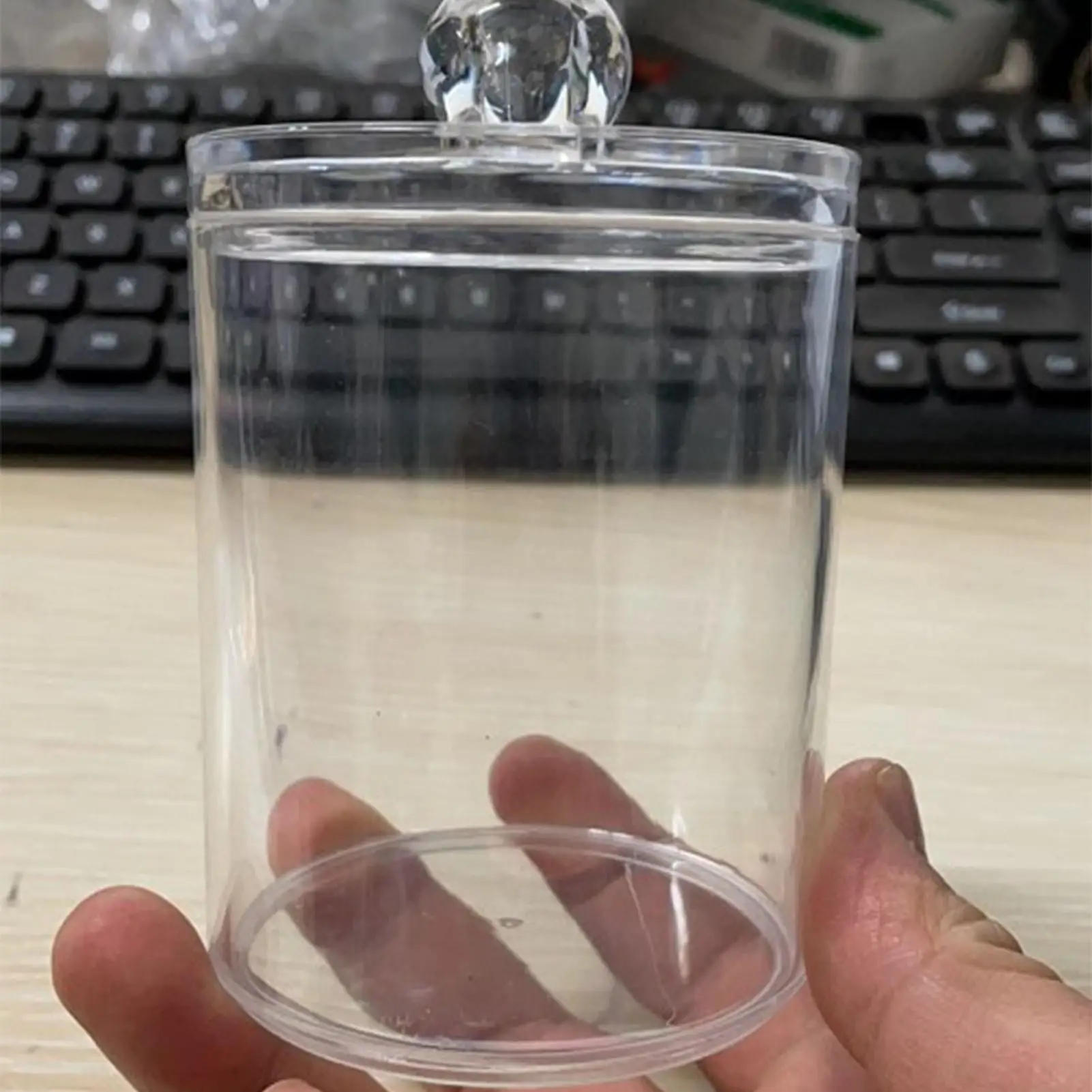 Clear Makeup Cotton Storage Jars Plastic Bathroom Canisters Swab Containers Cosmetic Organizer Holder for Pads Set of 4