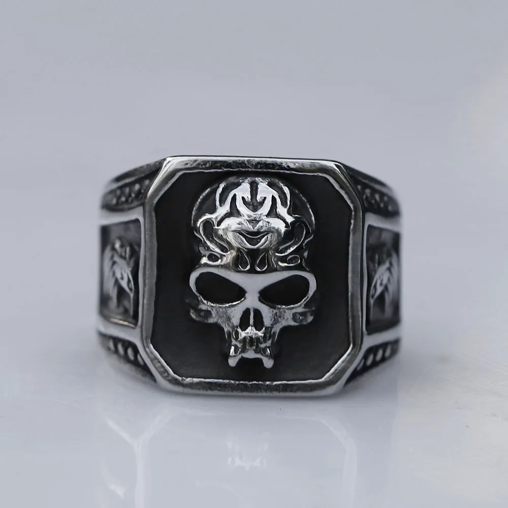 2023 NEW Men\'s 316L stainless-steel rings for teens Retro skull gothic punk biker fashion Hip hop Jewelry Gifts free shipping