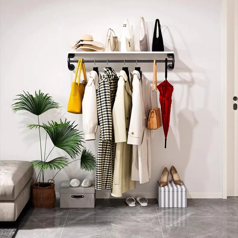 Commercial Wall Mounted Coat Racks Simple Multilayer Coat Hanger Creative Luxury Clothes Rail Bedroom