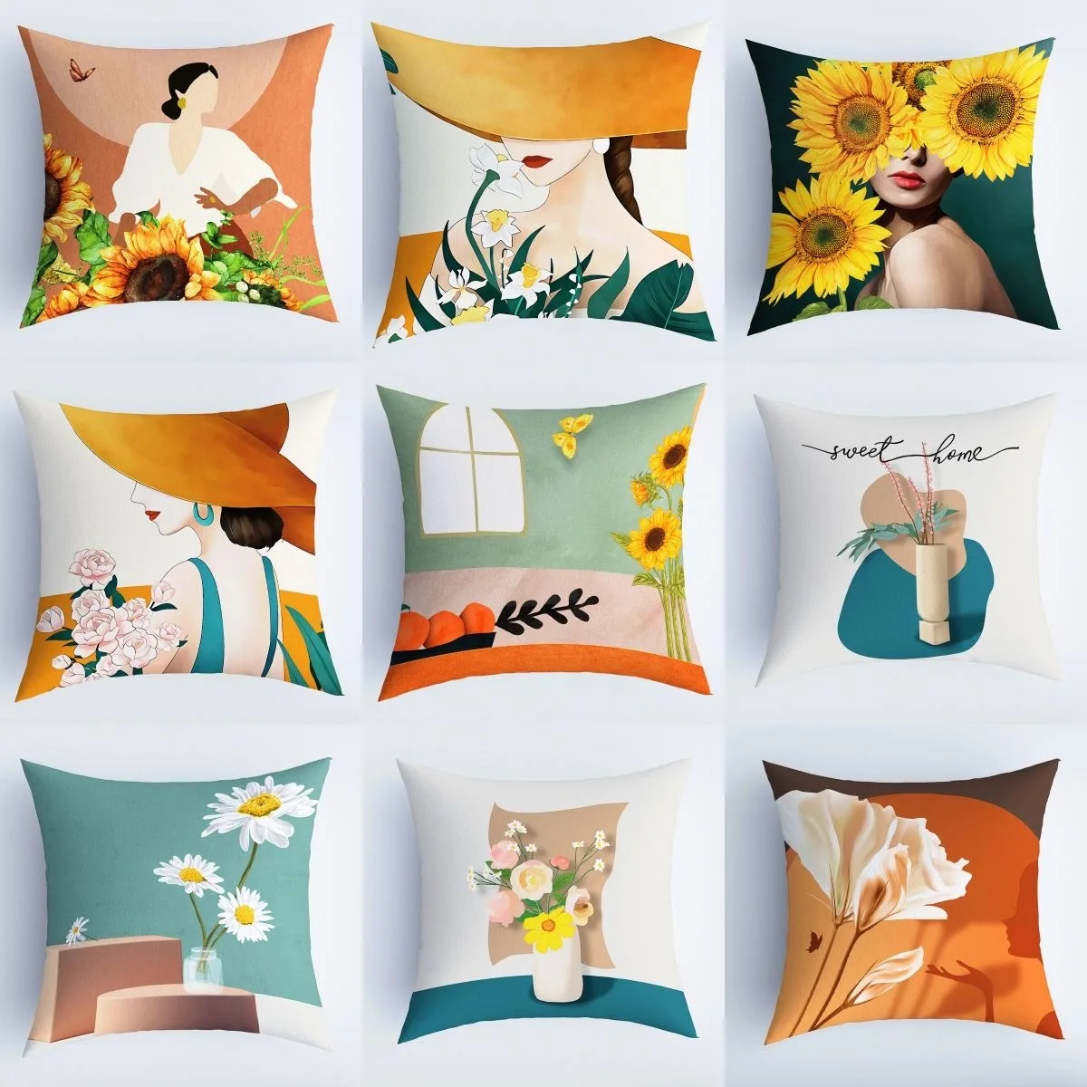 

Beautiful flower pillowcase for living room bedside sofa car backrest office decoration (without pillow core)