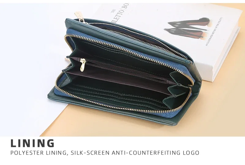 Baellerry Lange Damen-Geldbörsen, Tasche mit Handyfach, Namensgravur, Marken-Damen-Geldbörse mit Reißverschluss, Kartenhalter, Damen-Geldbörse für Mädchen – Detail 24