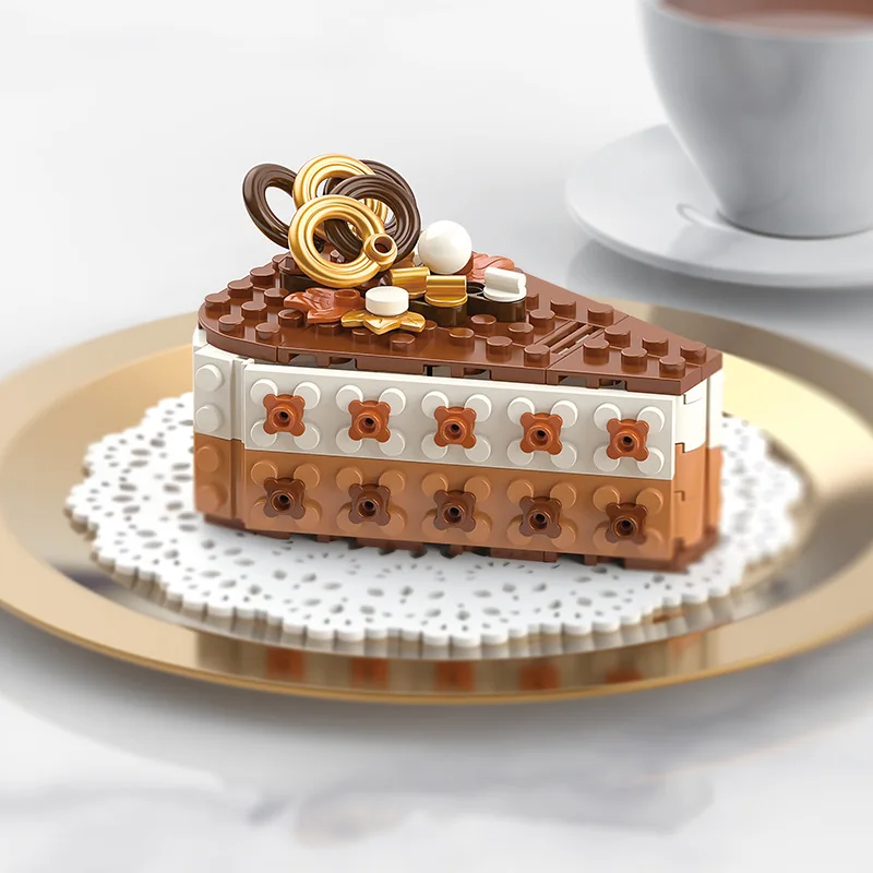 DIY MOC Cake Waffle Toast Chocolate Shuflei Swiss Roll Ice Cream Crispy Tarts Building Blocks Model Bricks Kids Sets Kits Toys