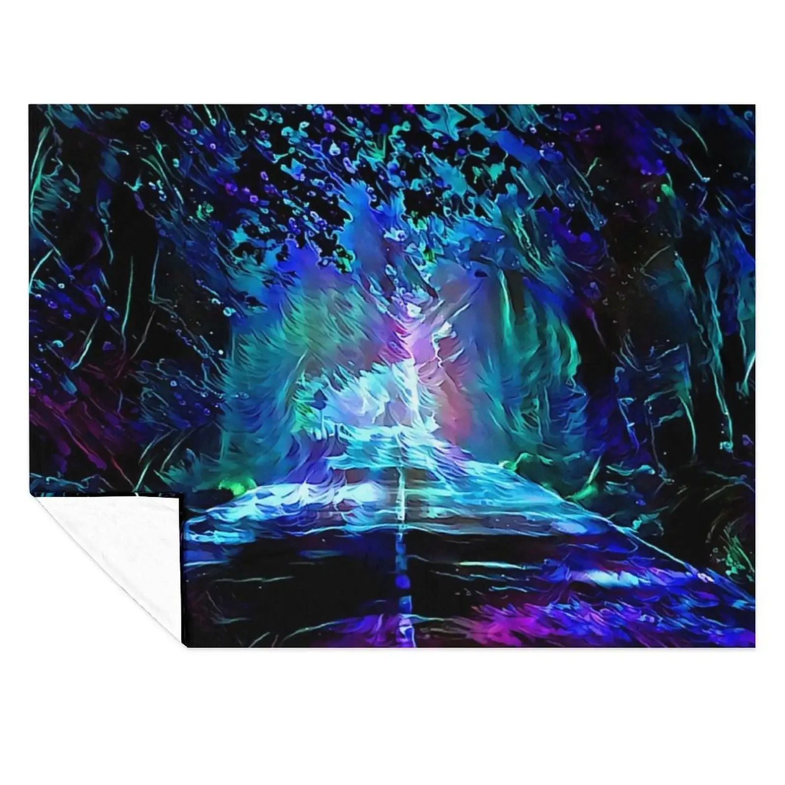 

Blacklight Night on Aurora Road Throw Blanket Bed Luxury St Kid'S Quilt Blankets