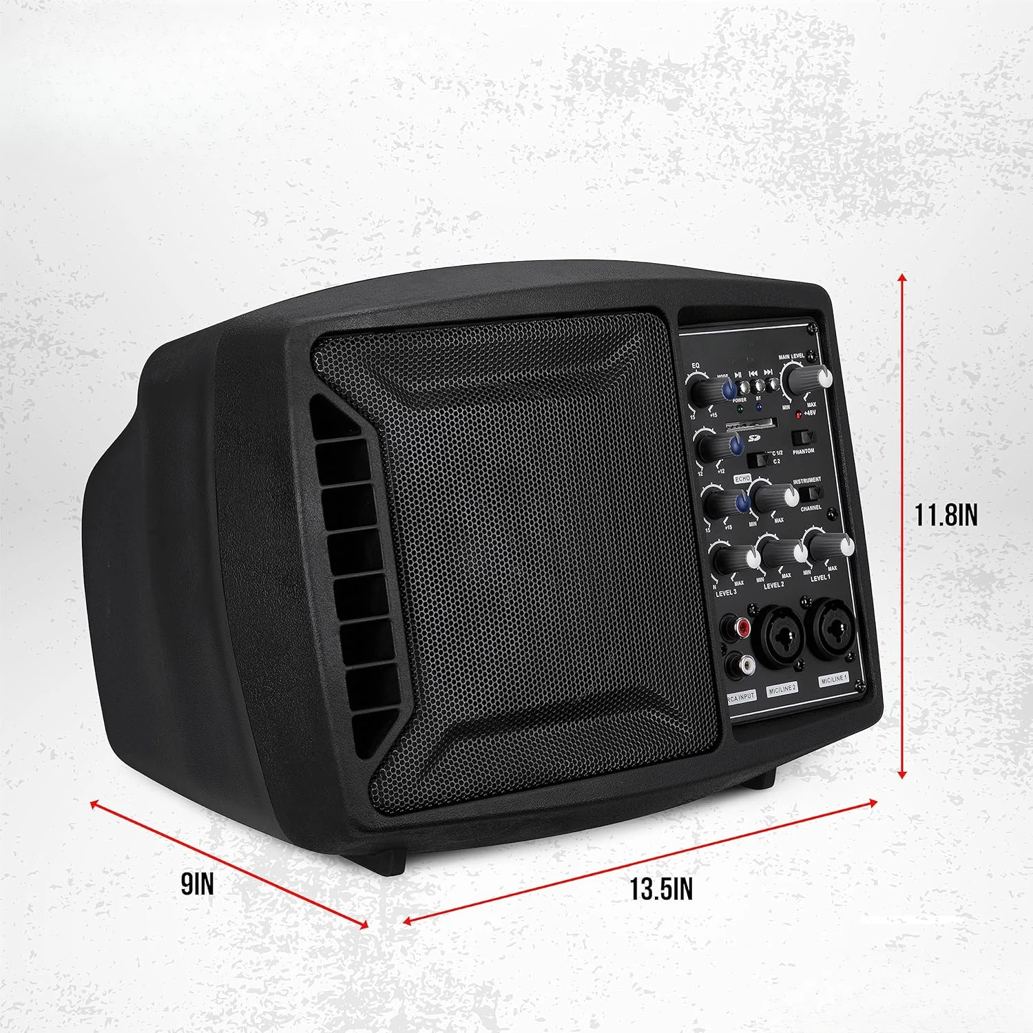 Small PA Speaker Monitor Class-D Amplifier 3 Channel Mixer 3 Band EQ, Powerful Compact Active Speaker