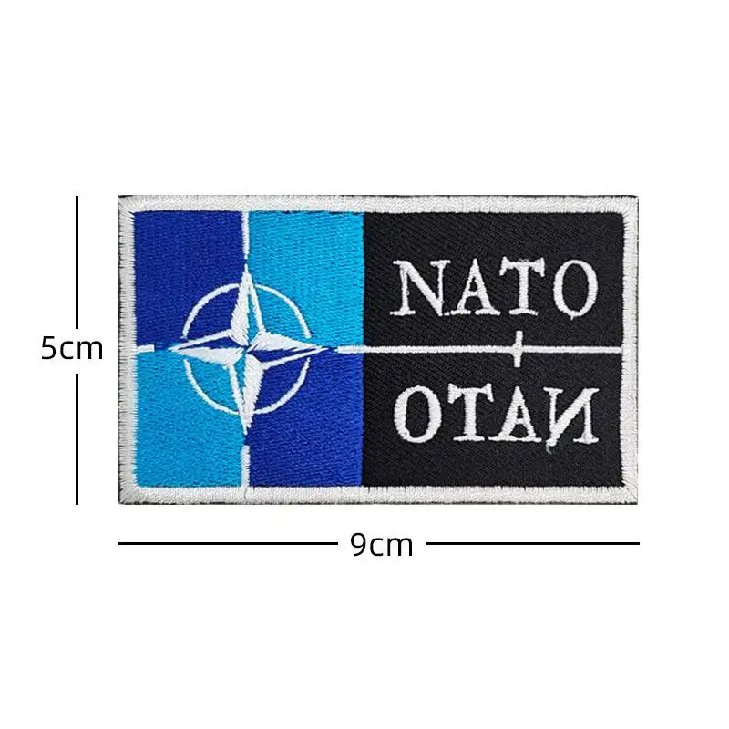 New Military Fan Nato-otan NATO Flag Armband 3D Embroidery Patch Isaf Tactical Reflective Custom Backpack Hook and Loop Patch