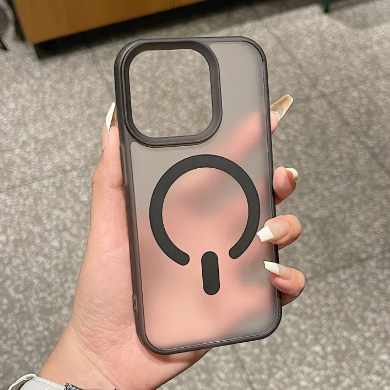 

Luxury Matte Translucent Magnetic Case For iPhone 14 13 12 15 Pro Max 15 14Plus 11 Shockproof Bumper Acrylic Hard Clear PC Cover