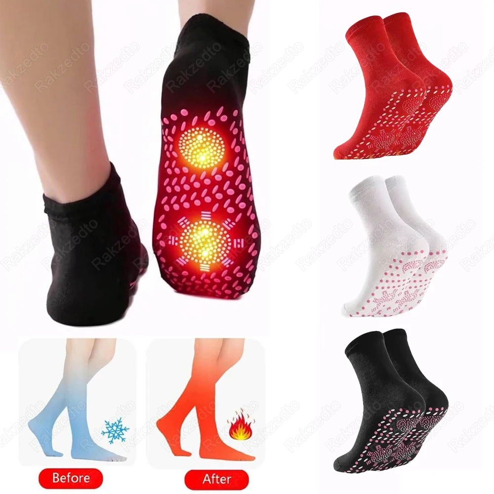 

2Pairs Self-Heating Socks Man Woman Warm Insoles for Winter Shoes Insert Foot Warmer Socks Magnetic Therapy Massage Thermal Sock