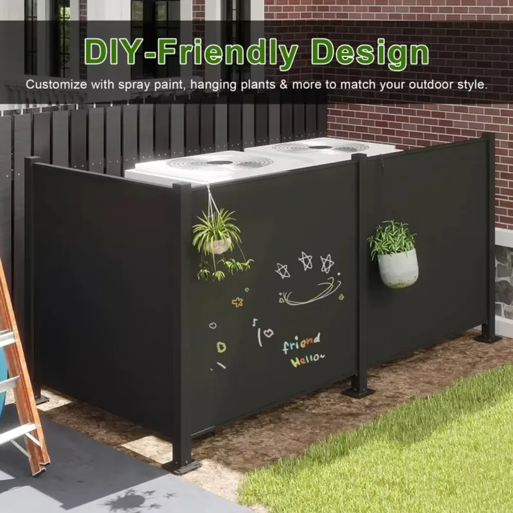 3 Panels Metal Decorative Fences for Garden Backyard Patio Outdoor Privacy Screens Trash Can Enclosure Air Outdoor Furniture