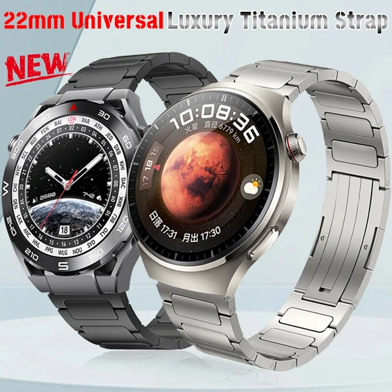 สายไทเทเนียมสุดหรู22มม. สำหรับนาฬิกา Huawei Watch 4 Ultimate GT 2/2E 3pro 42มม. 46มม. สายโลหะ4PRO สำหรับ Samsung S3เกียร์45มม.