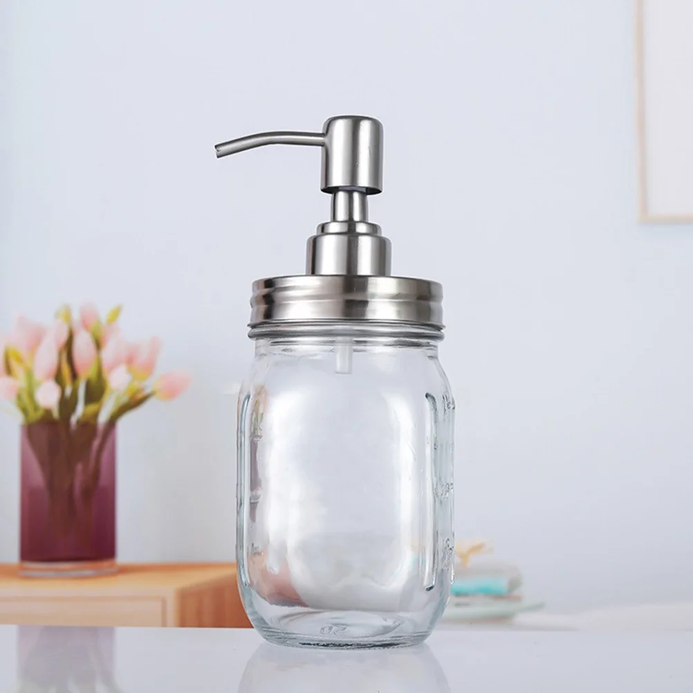 Alipis 4Pcs Stainless Steel Jar Soap Dispenser Pump for 70MM Jars Rust Resistant Easy Assembly Multi Use Kitchen Bathroom