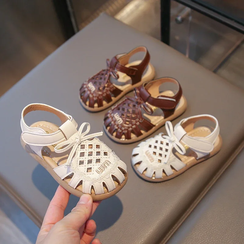 

Girls Hollow Out Woven Sandals Soft Bottom Beach Shoes Summer Fashion Princess Footwear Toddler Kids Open Toe Breathable Footwea