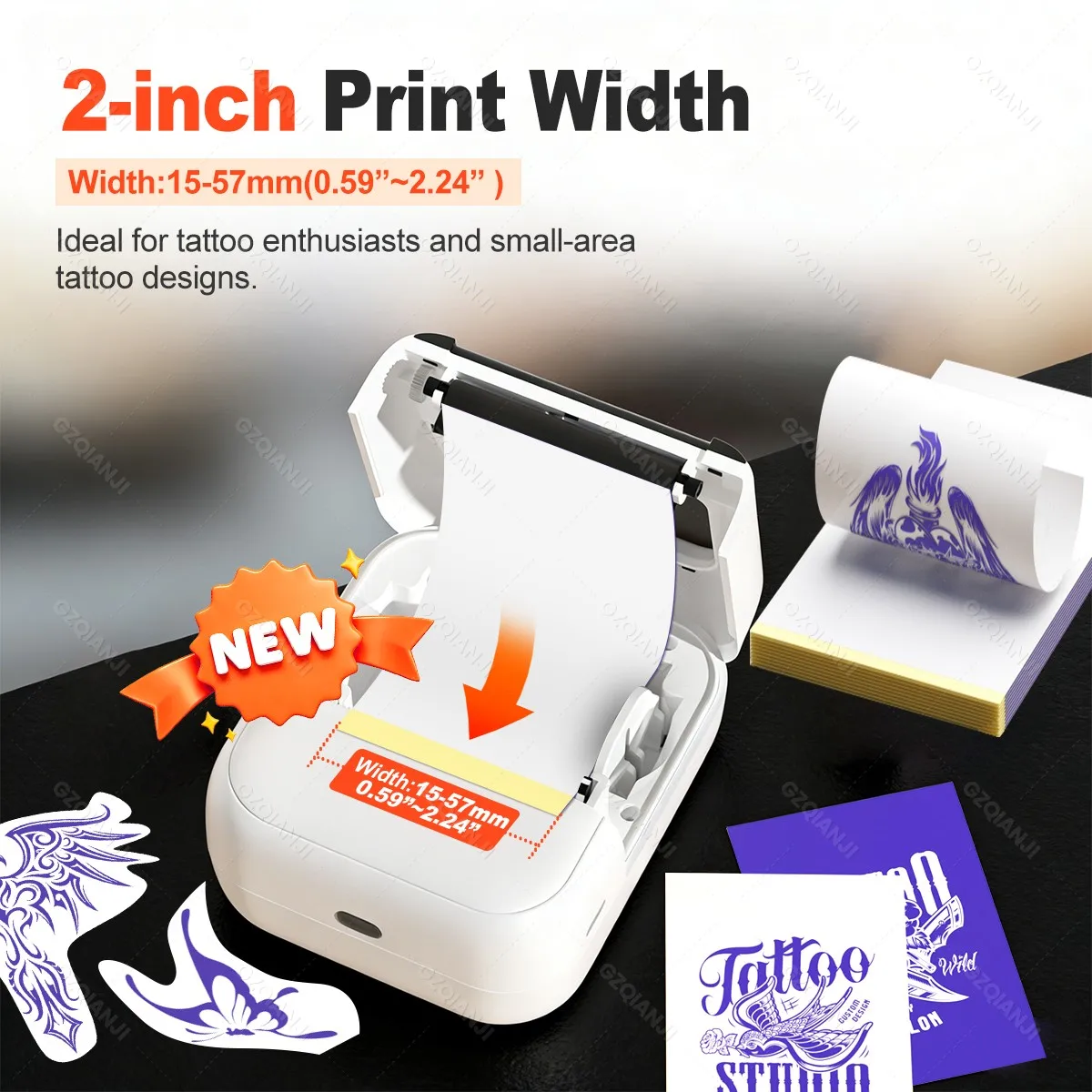 Mini Thermal Printer 57mm Wireless Pocket Tattoo Printer Portable Tattoo Stencil Maker Focuses on Mini Pattern for Entry-level view 3