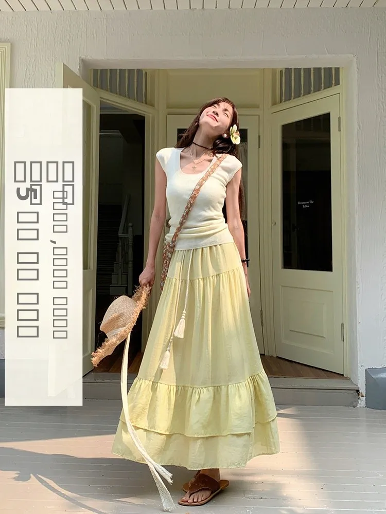 

Yang Bubble White U-Ne ort Sve Knitted Top Women's Casual Slimming Base irt Summer New Sle Commute Faion Korean ...