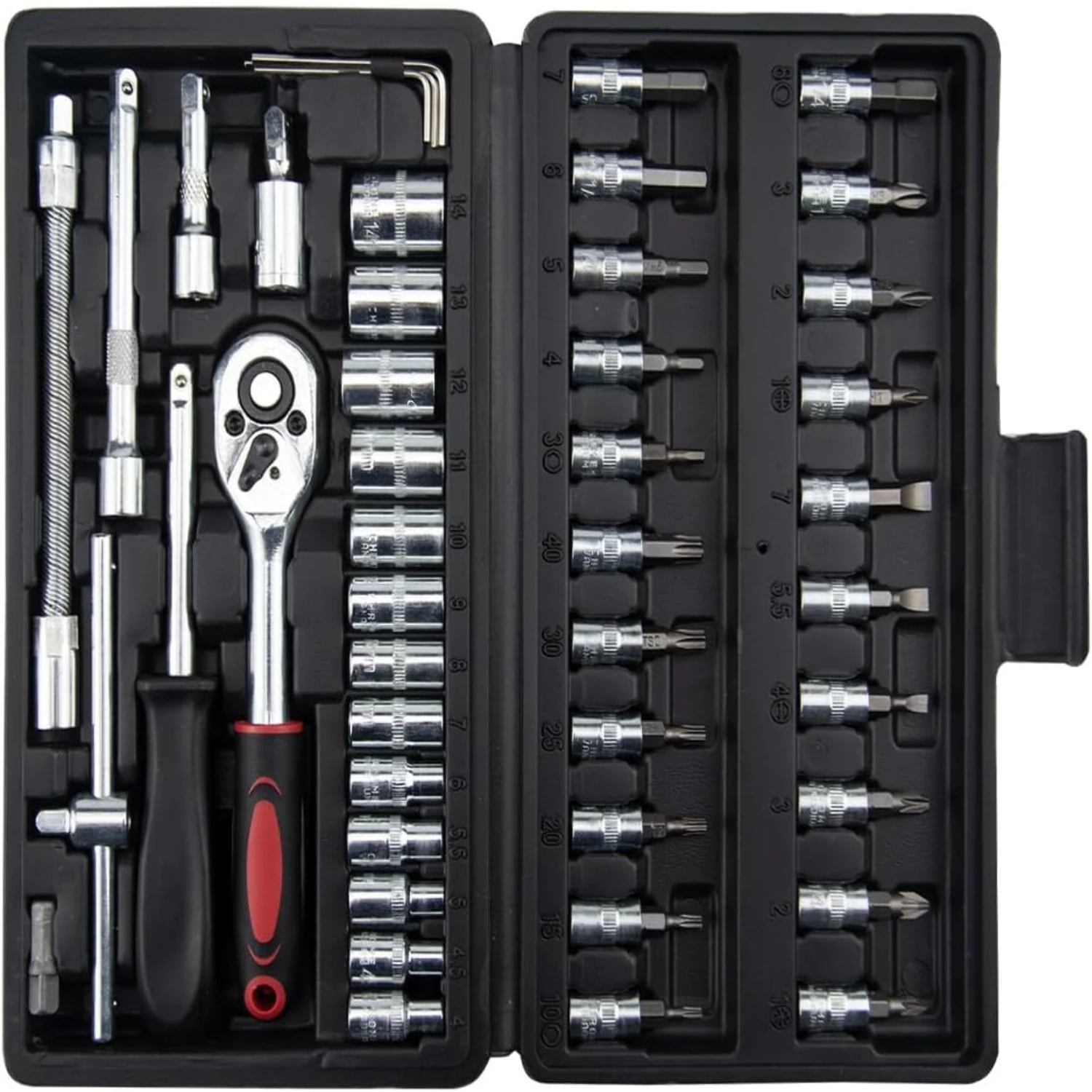 High-quality 46-piece Metric Bit Sockets Extension Ratchet Wrench Set for Professional Mechanics and DIY Enthusiasts - Designed