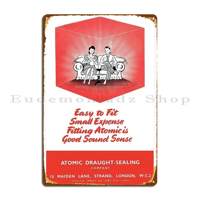 Atomic Draught Sealing 1950s Advert Metal Sign Party Club Wall Decor Character Bar Cave Tin Sign Poster