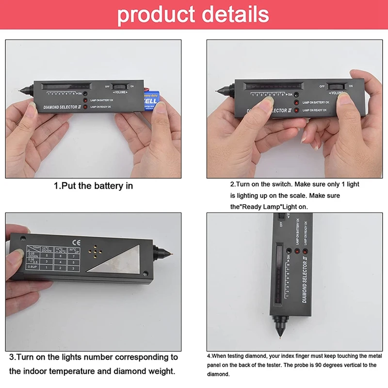 Diamond Tester Pen,Professional Diamond  With 60X Mini LED Magnifying, Diamond Test Pen For Novice And Expert