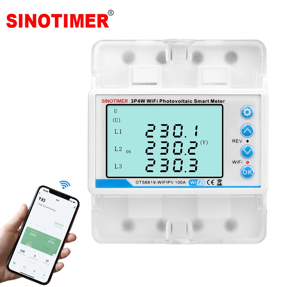 

3 Phase 4P Circuit Breakers Tuya Wi-Fi PV Smart Energy AC Power Current kWh Meter Over Under Voltage Protector Relay 100A 380V