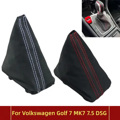LHD Suede Leather For Volkswagen Golf 7 MK7 7.5 DSG Gear Shift Knob Gaiter Boot Cover Case Lever Shifter Car Styling Accessories
