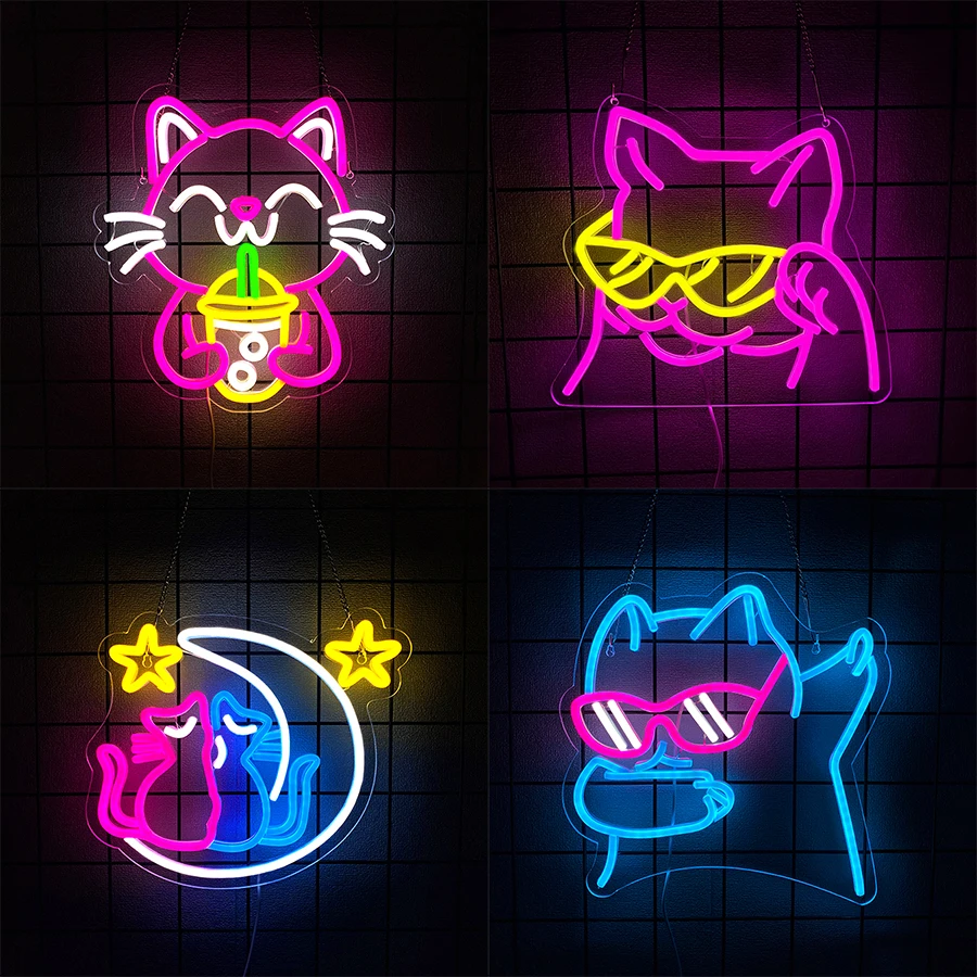 Animals Led Neon Signs, Cartoon Cat Icons, Usb Powered, Used For Artistic Decor Of Game Rooms, Rooms, Pet Shops, Clubs And Bars.