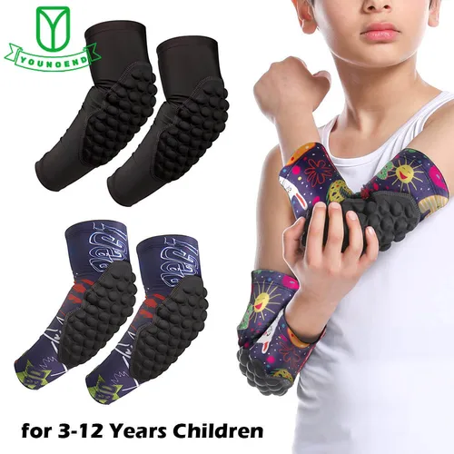 Coderas acolchadas para niños de 3 a 12 años, coderas de compresión para fútbol, baloncesto, béisbol, tenis, Hockey, deportes