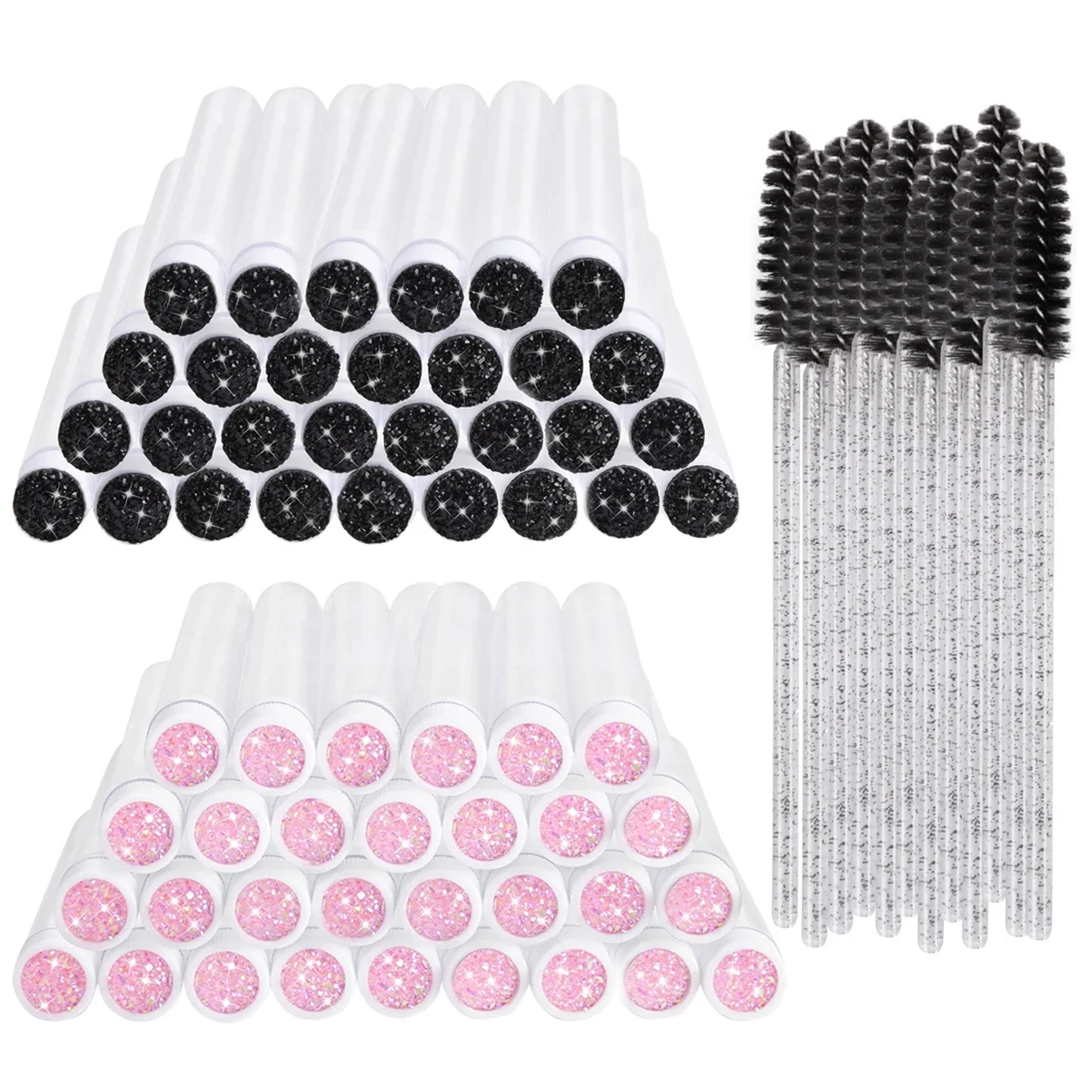 

25/50Pcs Eyelash Brush Tubes Crystal Lash Mascara Wands Eyebrow Comb Spoolies Container Lashes Brushes Applicators Makeup Tools