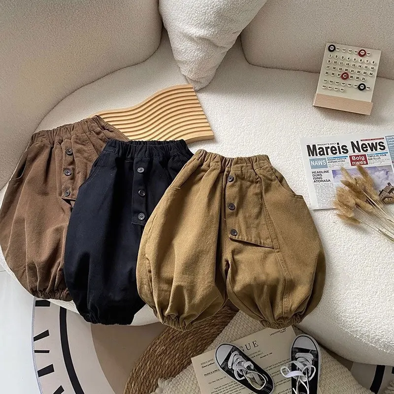 

Korean Children Boys Carrot Pants Cotton Solid Elastic Waist Kids Babys Boys Trousers Loose Casual Toddler Infant Boys Pants