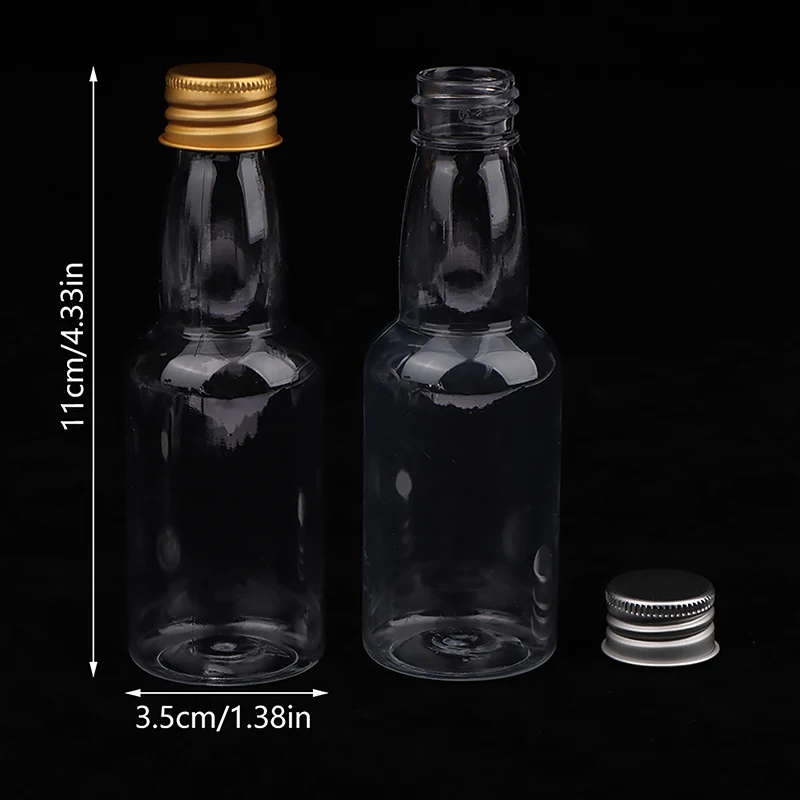 10Pcs 50ml Mini Clear Refillable Small Wine Bottles For Party Wedding Liquor Bottles W/ Leak Proof Screw Lid Alcohol Shot Bottle