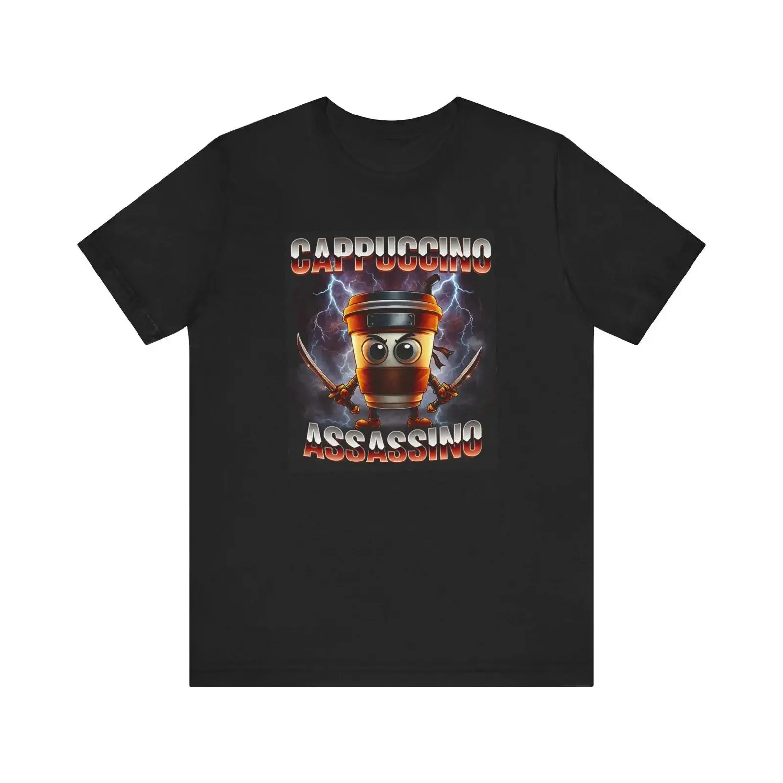 Cappuccino Assassinino Funny T Shirt Italian Style Coffee Lover  Top for Enthusiasts vintage Washed Stretched graphic fashion