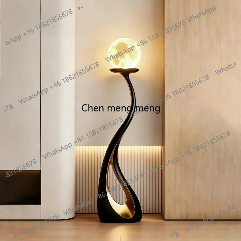 Large floor-to-ceiling living room TV cabinet Art ornament next to sofa High-end home decoration