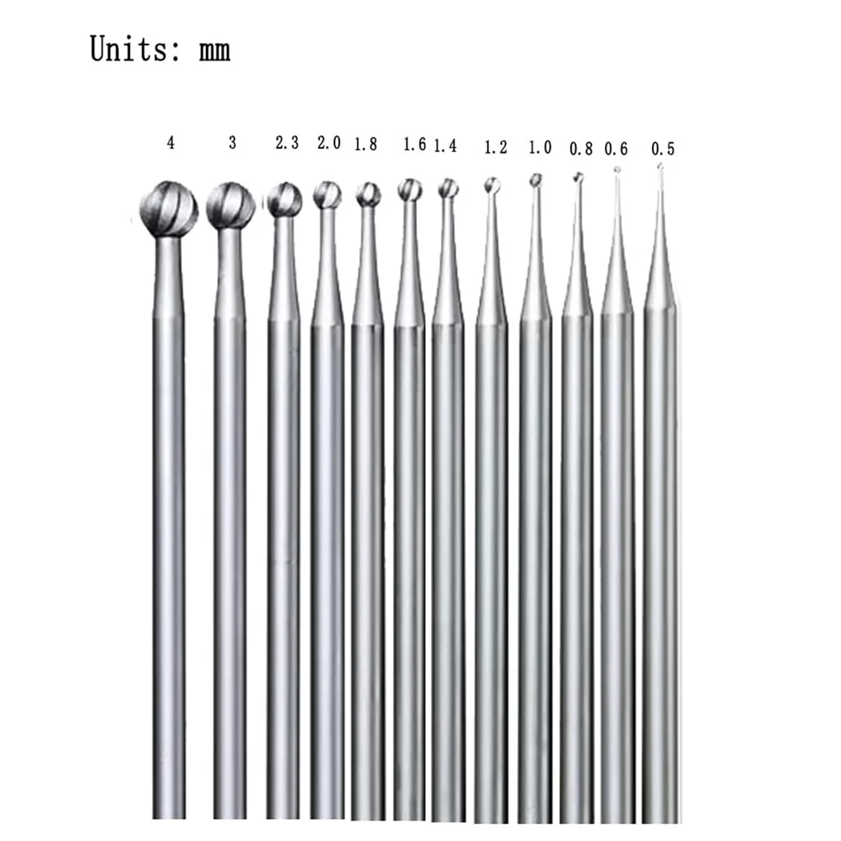 LLXA 12Pcs 둥근 모양 공 버 세트-3/32 인치 생크 쥬얼리 Burs 둥근 공 모양 조각 비트 만들기