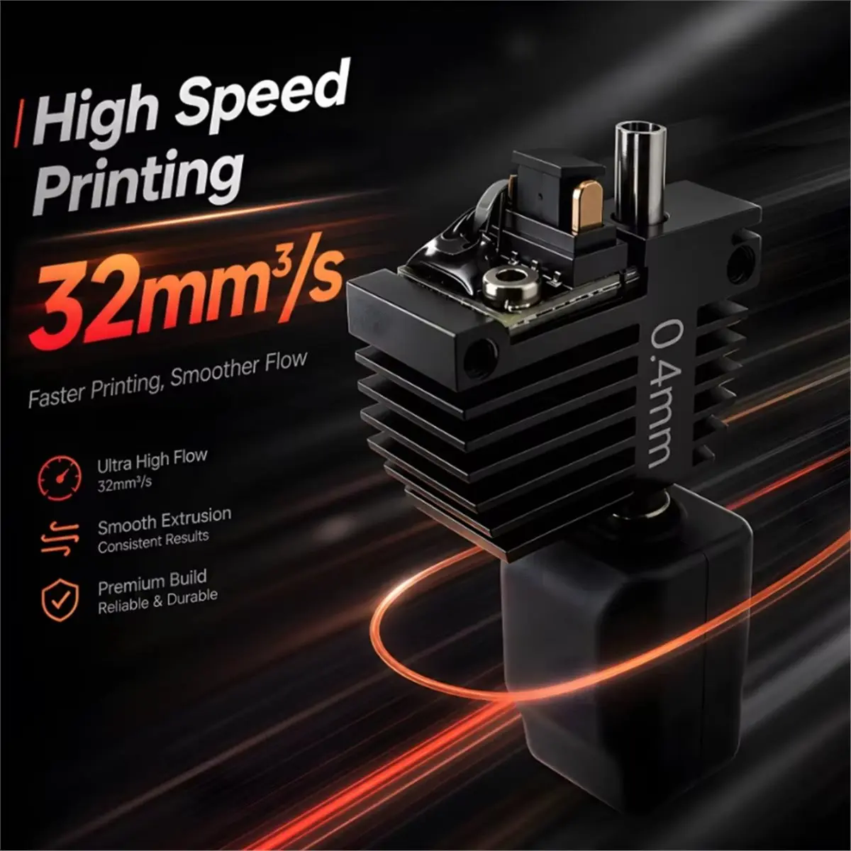 Hotend Nozzle Assembly for Creator 5/Pro Hardened Steel 0.4mm C5 Extruder Parts with Nozzle Wiper Blade