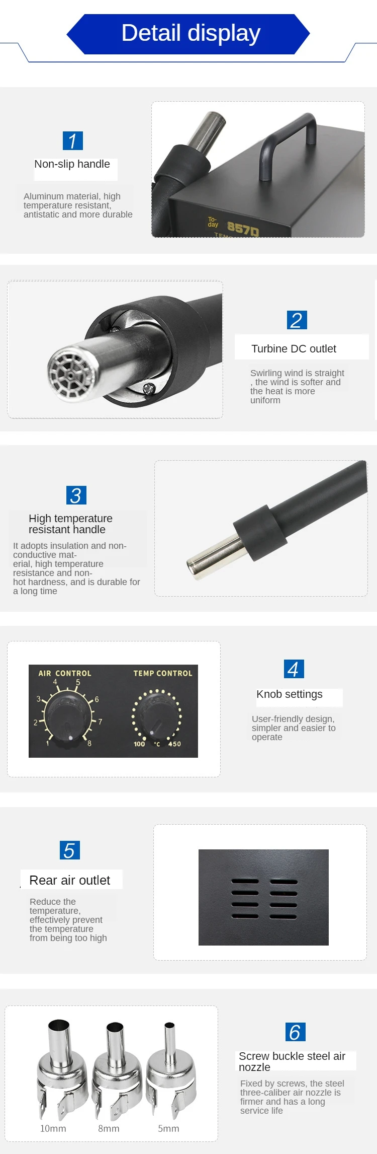 Yaogong 857d Heteluchtpistool Demontage Lastafel Thermostatisch Verstelbare Droogpistool Ventilator Lastafel Echt