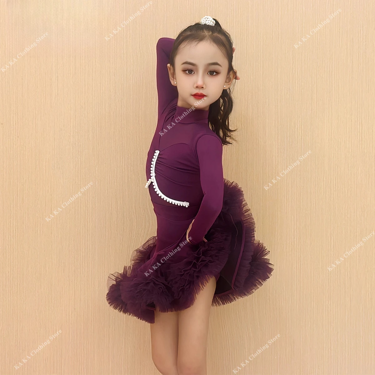Salsa Latin Dance Dress Girls Samba Tango Dance Costume Girls Competition Ballroom Dress Standard Performance Clothes Child