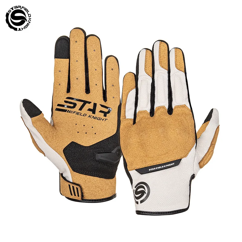

2026 New SFK Xingmang Motorcycle Gloves Men Summer Breathable Retro Thin Lightweight Riding Gloves SKG577 Outdoor Protective