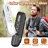 ABBREE AR-W5 Collar Clip Mini Walkie Talkie UHF Wireless Copy Frequency Power Saving 20 Channels Type-C Two Way Handsfree Radio