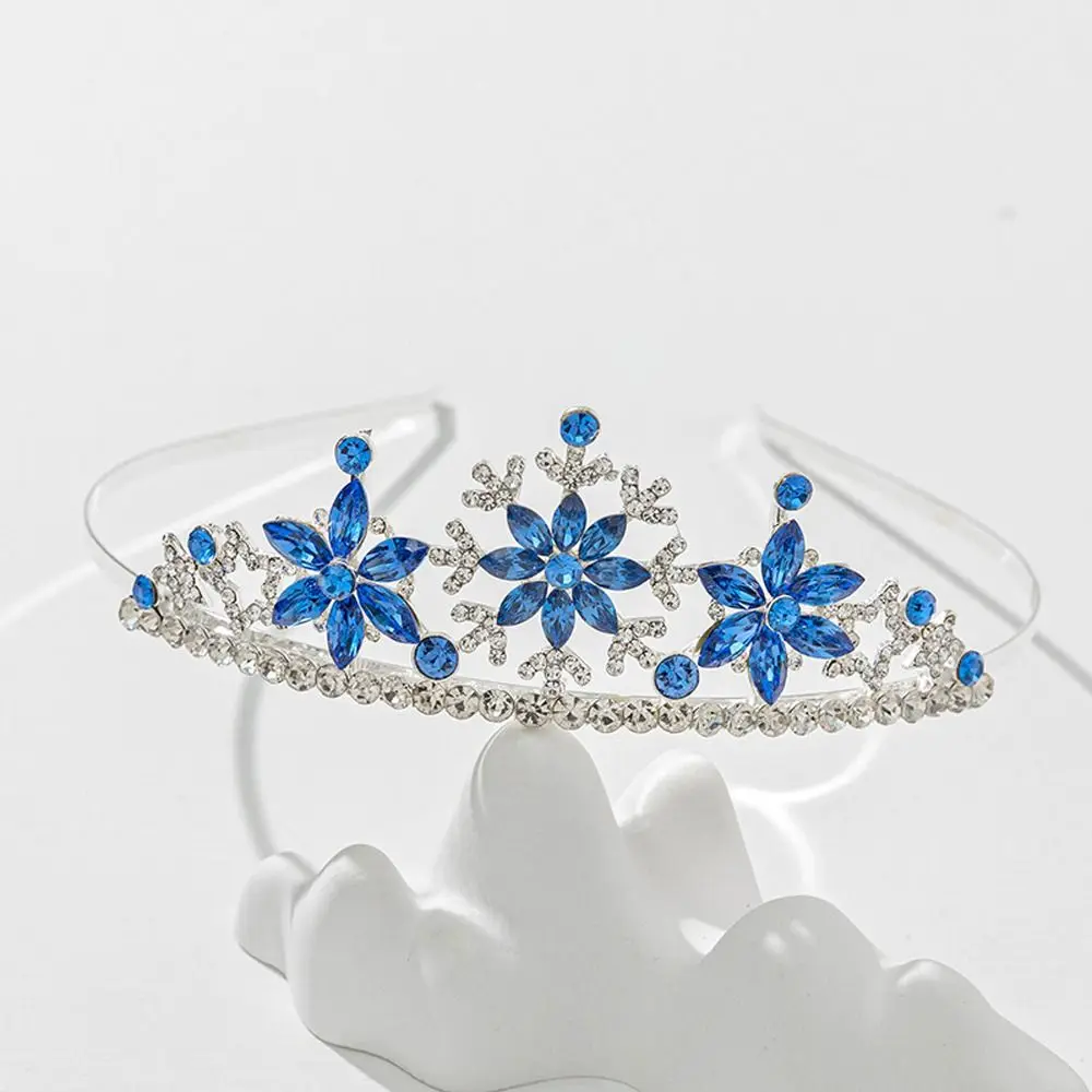 Korean Style Role Play Children's Princess Crown Girls Crystal Snowflake Headband Shiny Tiara Hairband Hair Accessories