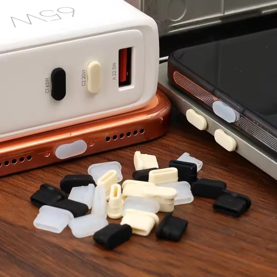 Type C Dustplugs USB-C Dust Cover Soft Silicone Type-C Charging Port Protector Protective Anti-dust Caps for IPhone Samsung - view 2