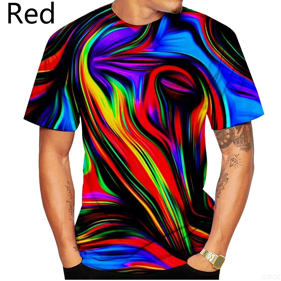 

New fashion 3D rainbow Printing Black And White Vertigo Hypnotic Short-sleeved T-shirt Men Women Tops pullover Tees