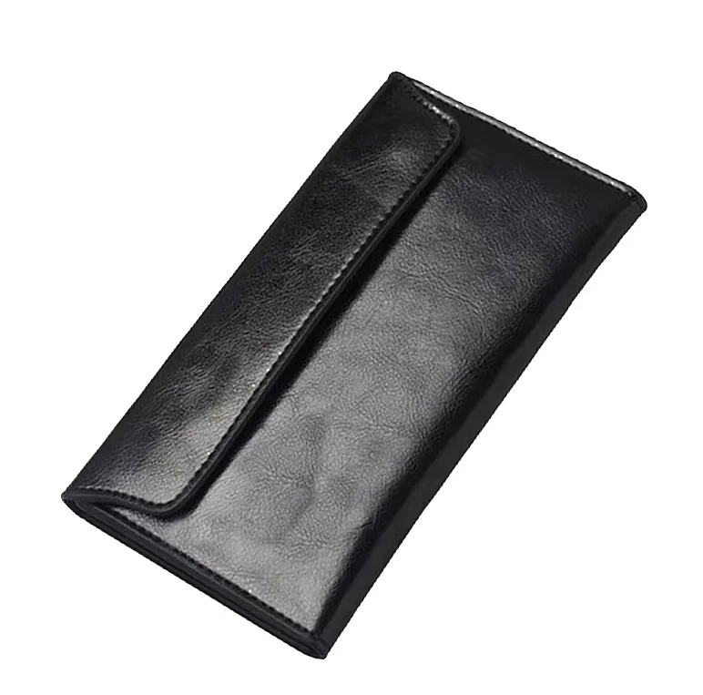 Slim Genuine Leather Long Clutch Wallet for Women, Luxury Ladies Purse Card Holder with Coin Pocket