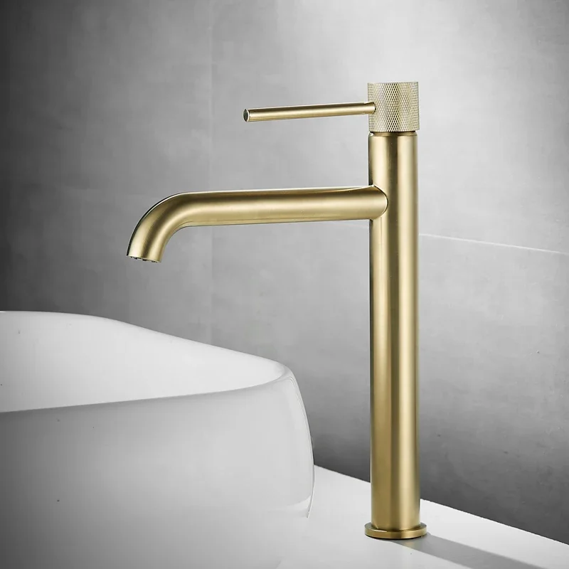 

Basin Faucet Bathroom Sink Mixer Hot and Cold Brush Gold Faucet Brass Matte Black Decked Single Lever Water Tap