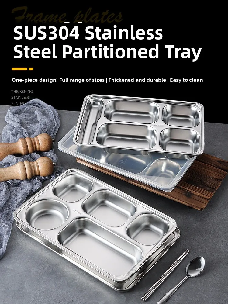 304 الفولاذ المقاوم للصدأ الصينية Sle طبق عشاء الكبار أربعة معرف خمسة معرف طالب المنزل صندوق الأرز طبق الغداء التقسيم الكبار... #1