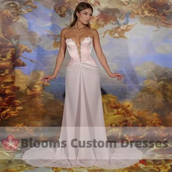 Blooms Sweetheart Sexy Beaded Customized Evening Dress Sleeveless Chiffon Light Pink Formal Occasion Party Dress For Prom Bride