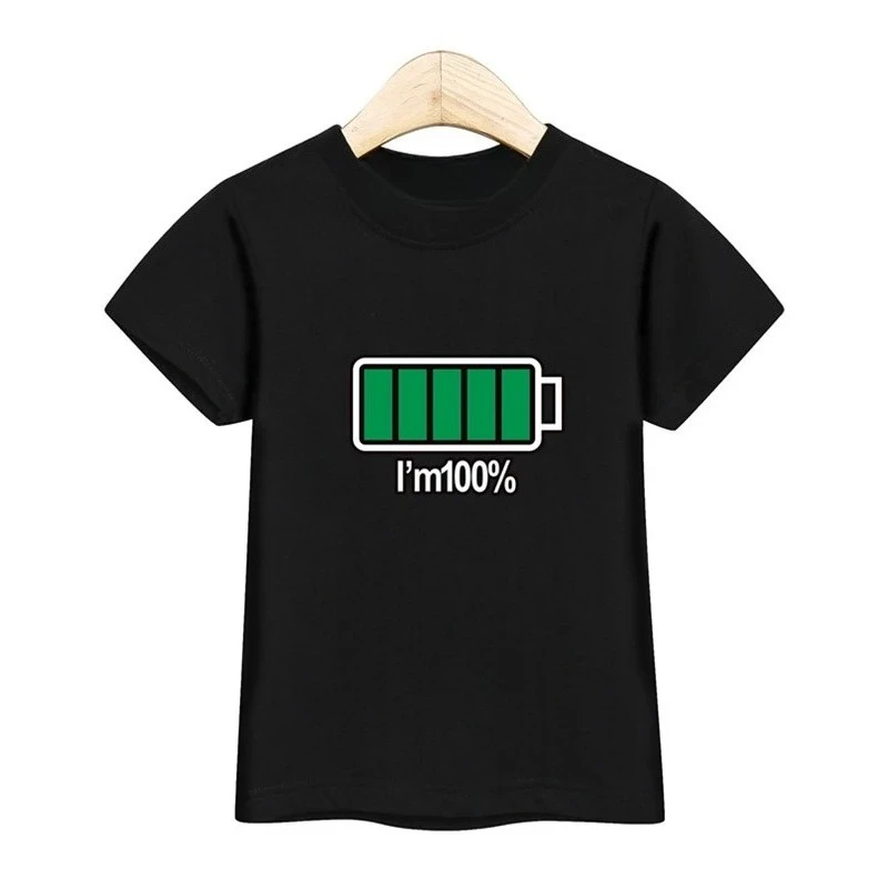 

Children's Round Neck T-shirt Comfortable Soft Skin Friendly Fashionable and Casual Summer Battery Pattern Printed Top