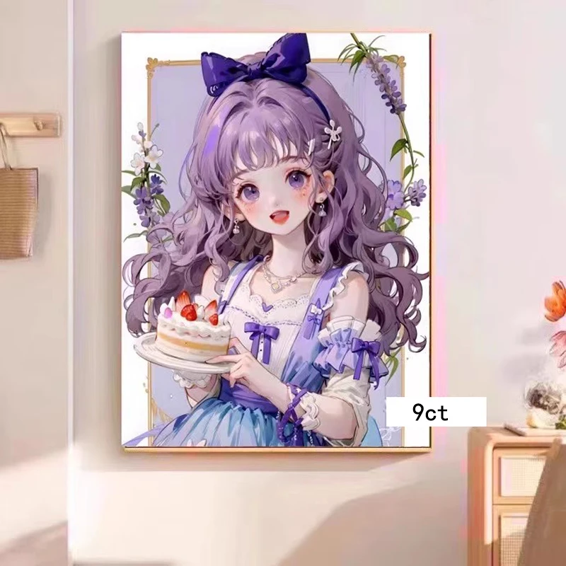 

9ct 60x80cm Cake girl Embroidery DIY Chinese Style Printed Kits Cross Stitch Needlework Set Home Decor Crafts