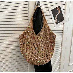 Bolso de hombro tejido Para mujer, bandolera de tela, estilo informal, Para ocio, vacaciones, playa, juvenil, a la moda, 2024