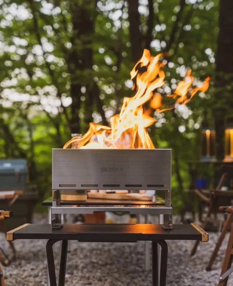 

【Popular】High Quality Stainless Steel IGT Half Unit Portable Folding Outdoor Fire-Burning Stove Brushed Finish Easily Grill Camp