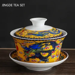 Jingdezhen Blue and White Porcelain Gaiwan Teacup Handmade Ceramic Tea Bowl Chinese Home Porcelain Teaware Drinkware 250ml