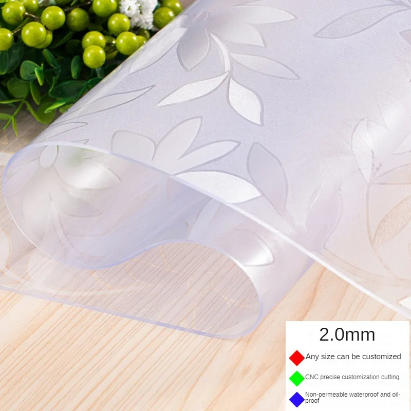 1.5mm Soft Glass Tablecloth PVC transparent D' waterproof Oilproof Kitchen Dining table cover tablecloth for rectangular table