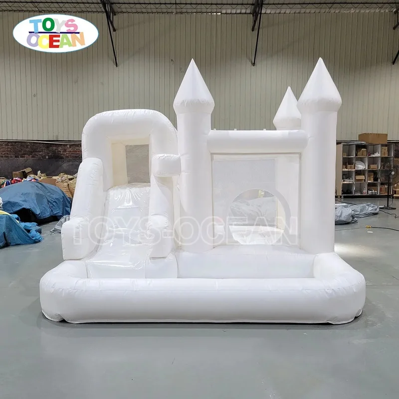 Commercial Inflatable Combo White Castle Inflatable Bounce House with Slide Ball Pool Suitable for Kids Easy to Set up